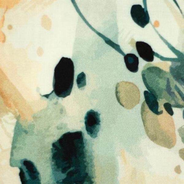 Viskose Aquarellblüten auf Erdtönen/Grüngrau by Swafing